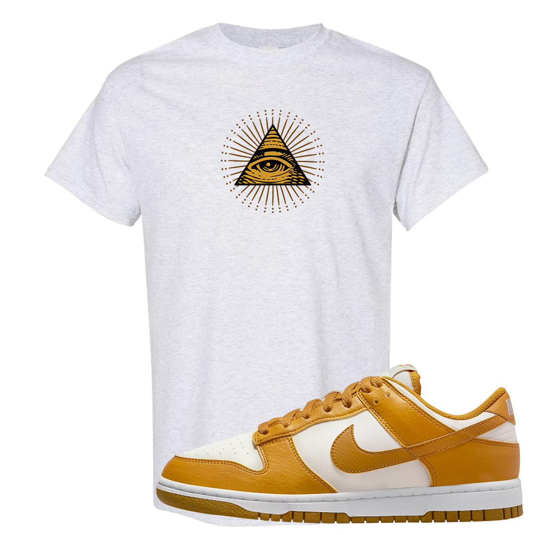 Gold Suede Low Dunks T Shirt | All Seeing Eye, Ash