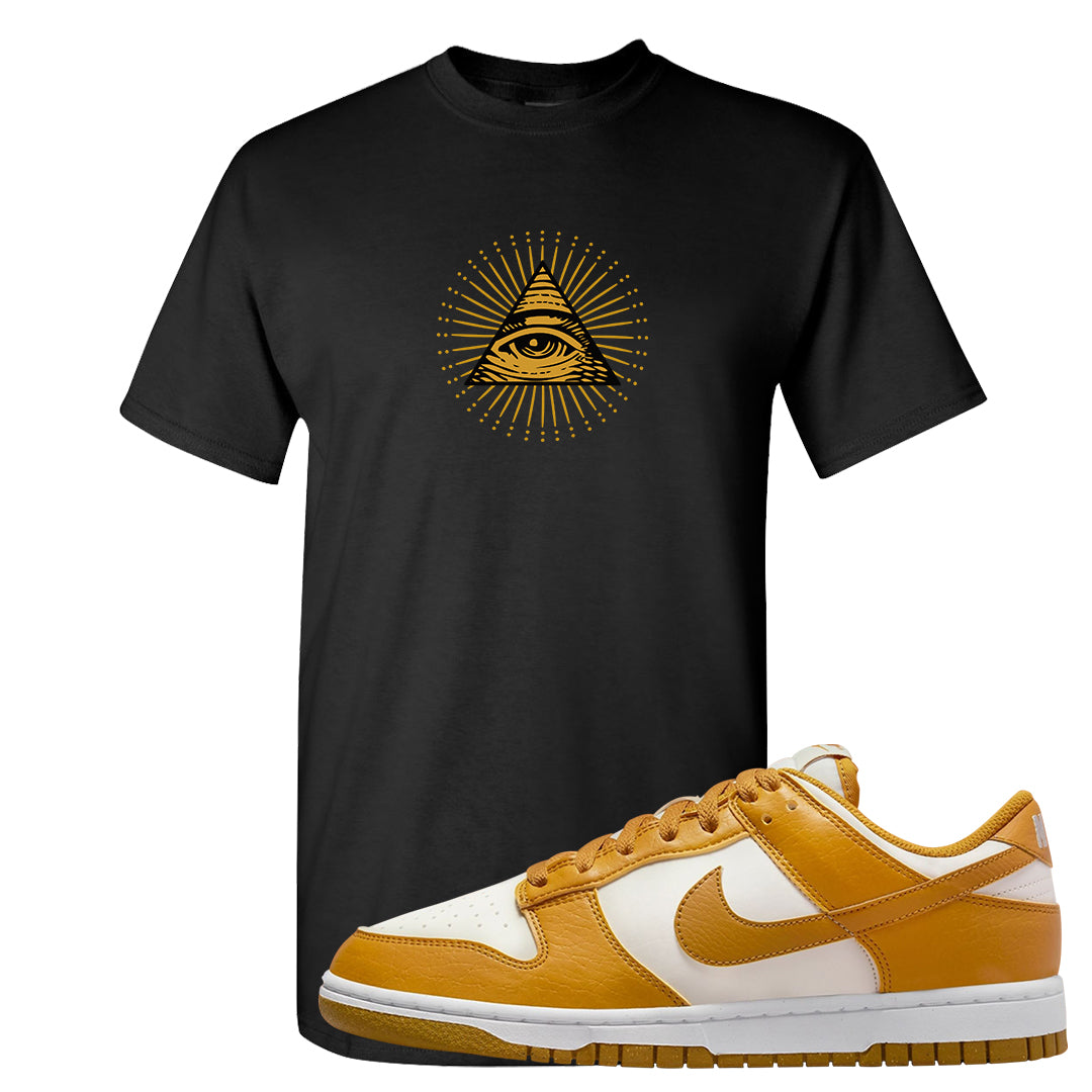 Gold Suede Low Dunks T Shirt | All Seeing Eye, Black