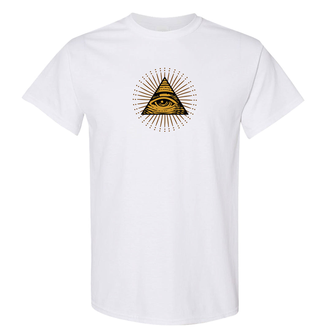 Gold Suede Low Dunks T Shirt | All Seeing Eye, White