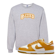 Gold Suede Low Dunks Crewneck Sweatshirt | Blessed Arch, Ash