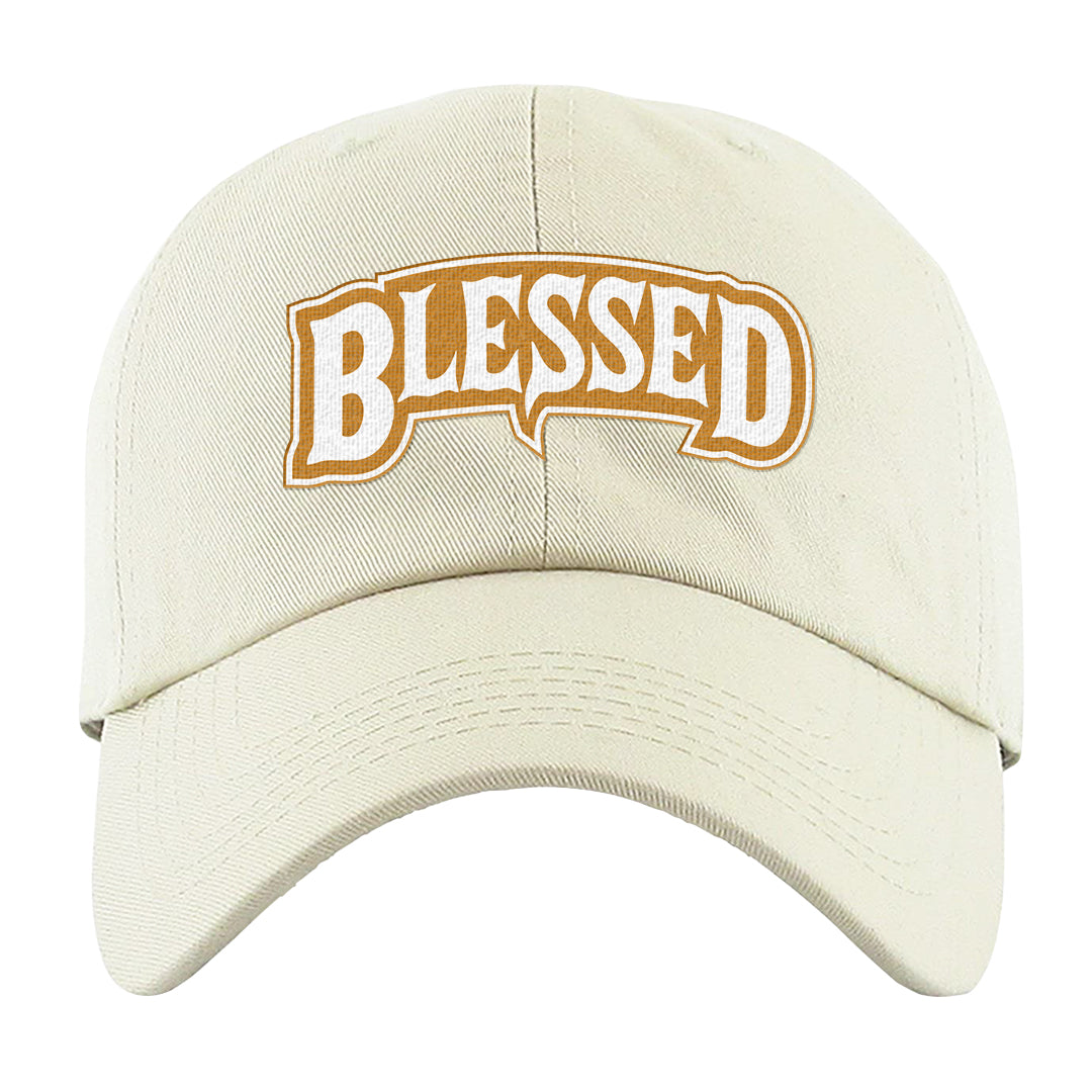 Gold Suede Low Dunks Dad Hat | Blessed Arch, White