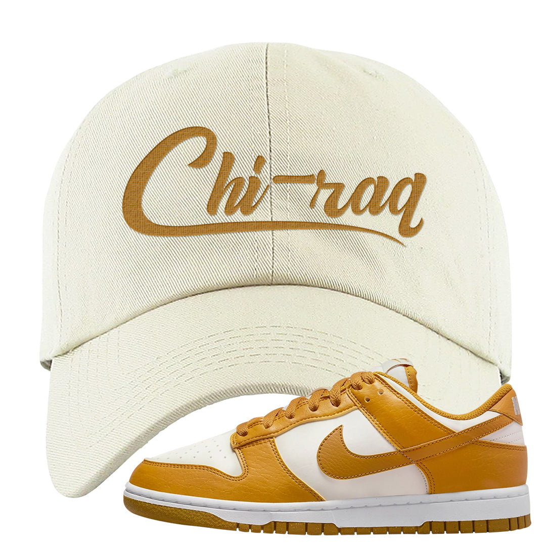 Gold Suede Low Dunks Dad Hat | Chiraq, White
