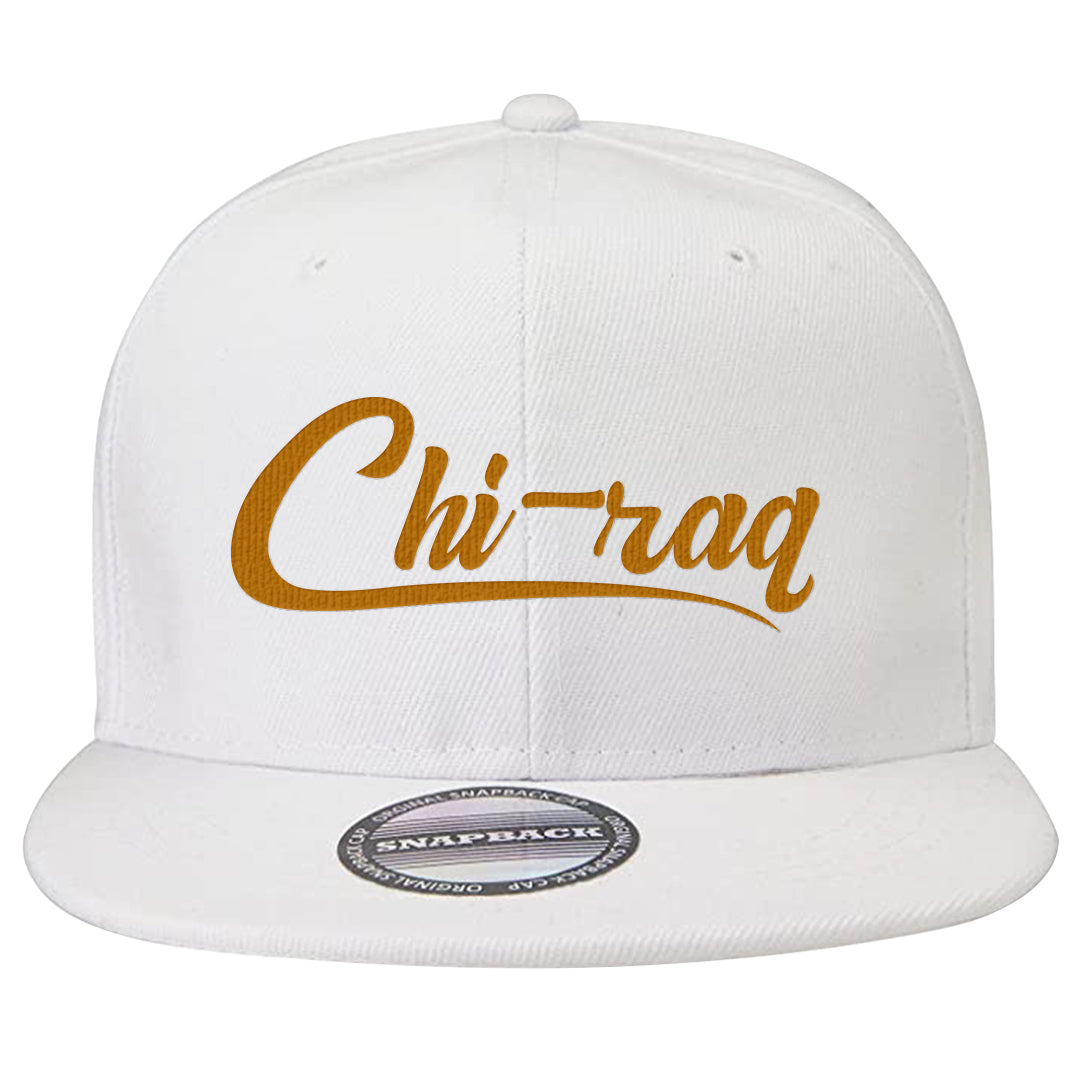 Gold Suede Low Dunks Snapback Hat | Chiraq, White