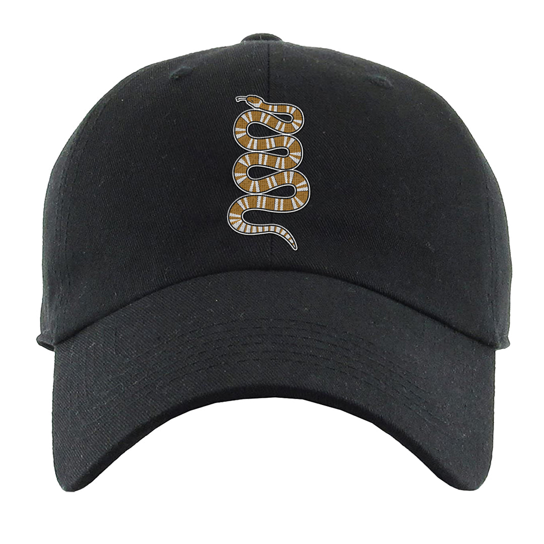 Gold Suede Low Dunks Dad Hat | Coiled Snake, Black