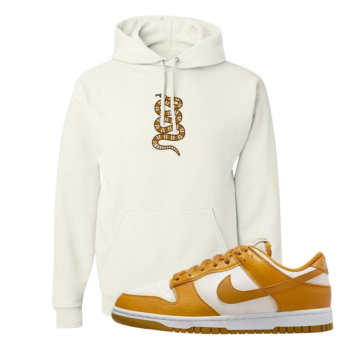 Gold Suede Low Dunks Hoodie | Coiled Snake, White