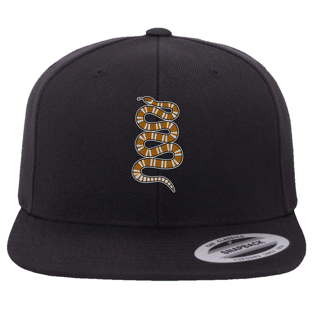 Gold Suede Low Dunks Snapback Hat | Coiled Snake, Black