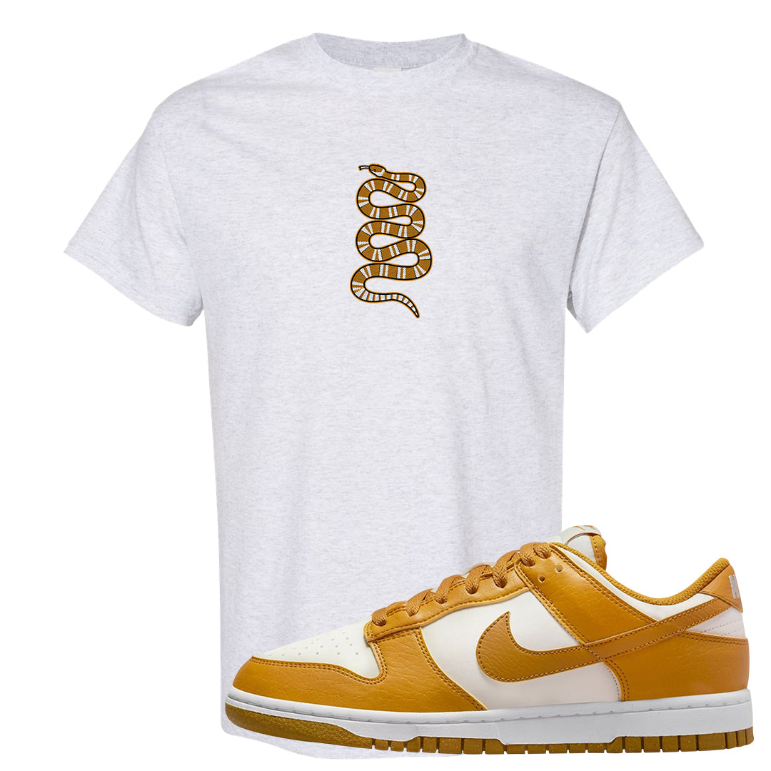 Gold Suede Low Dunks T Shirt | Coiled Snake, Ash