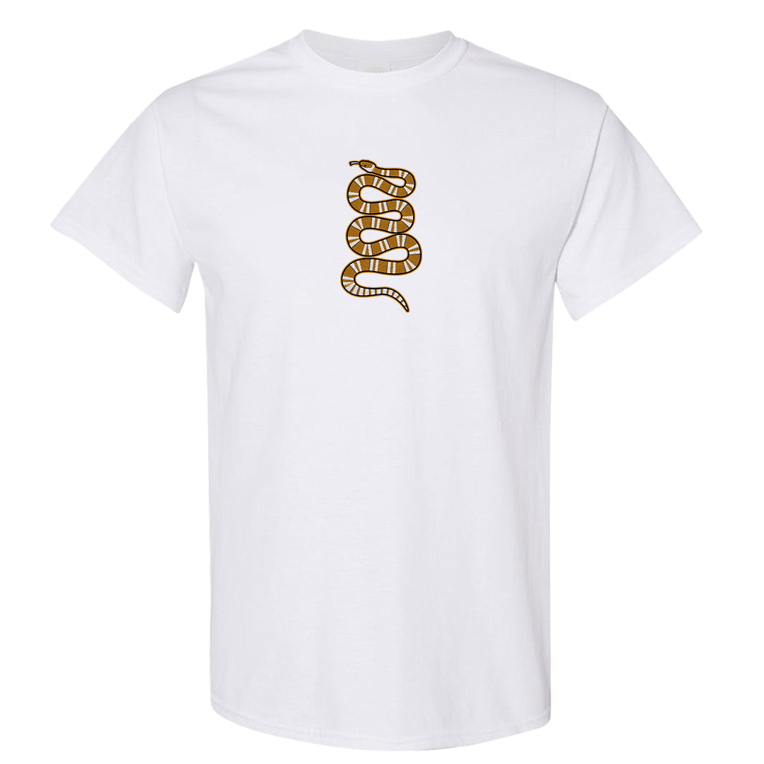 Gold Suede Low Dunks T Shirt | Coiled Snake, White