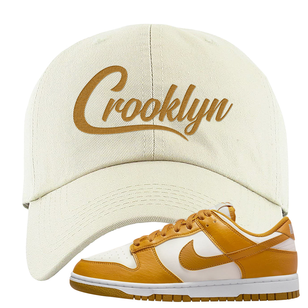 Gold Suede Low Dunks Dad Hat | Crooklyn, White