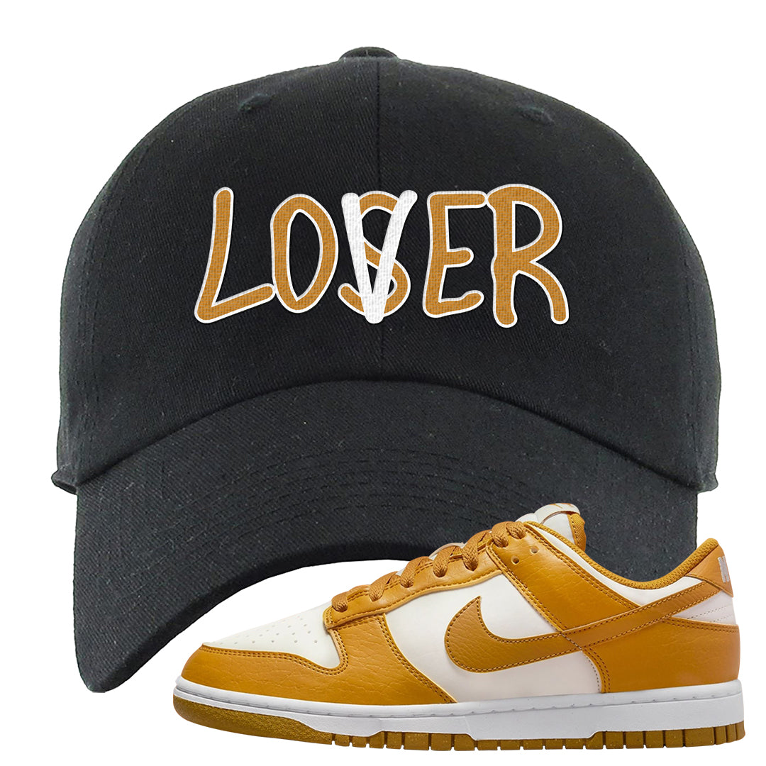 Gold Suede Low Dunks Dad Hat | Lover, Black