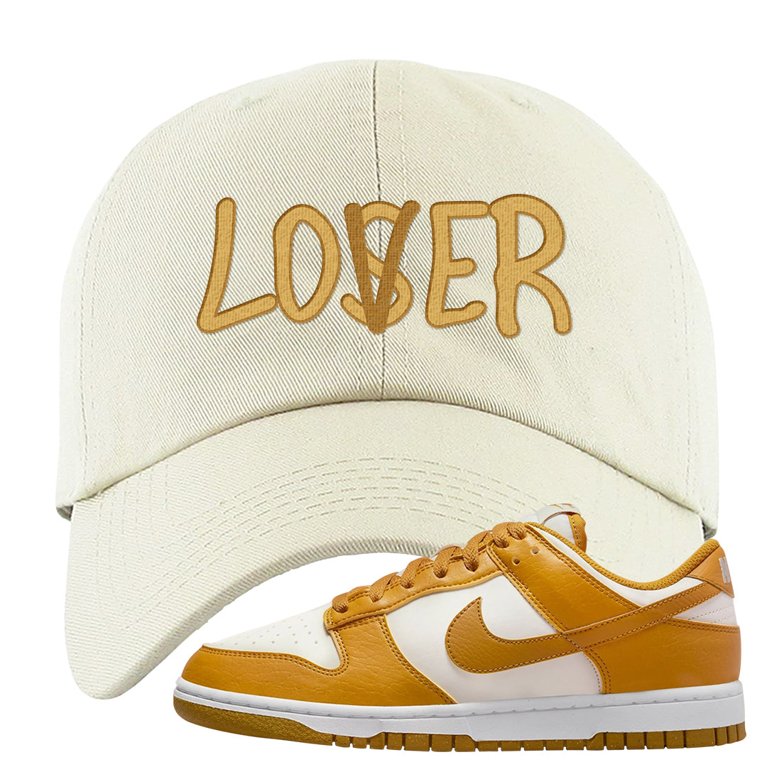 Gold Suede Low Dunks Dad Hat | Lover, White