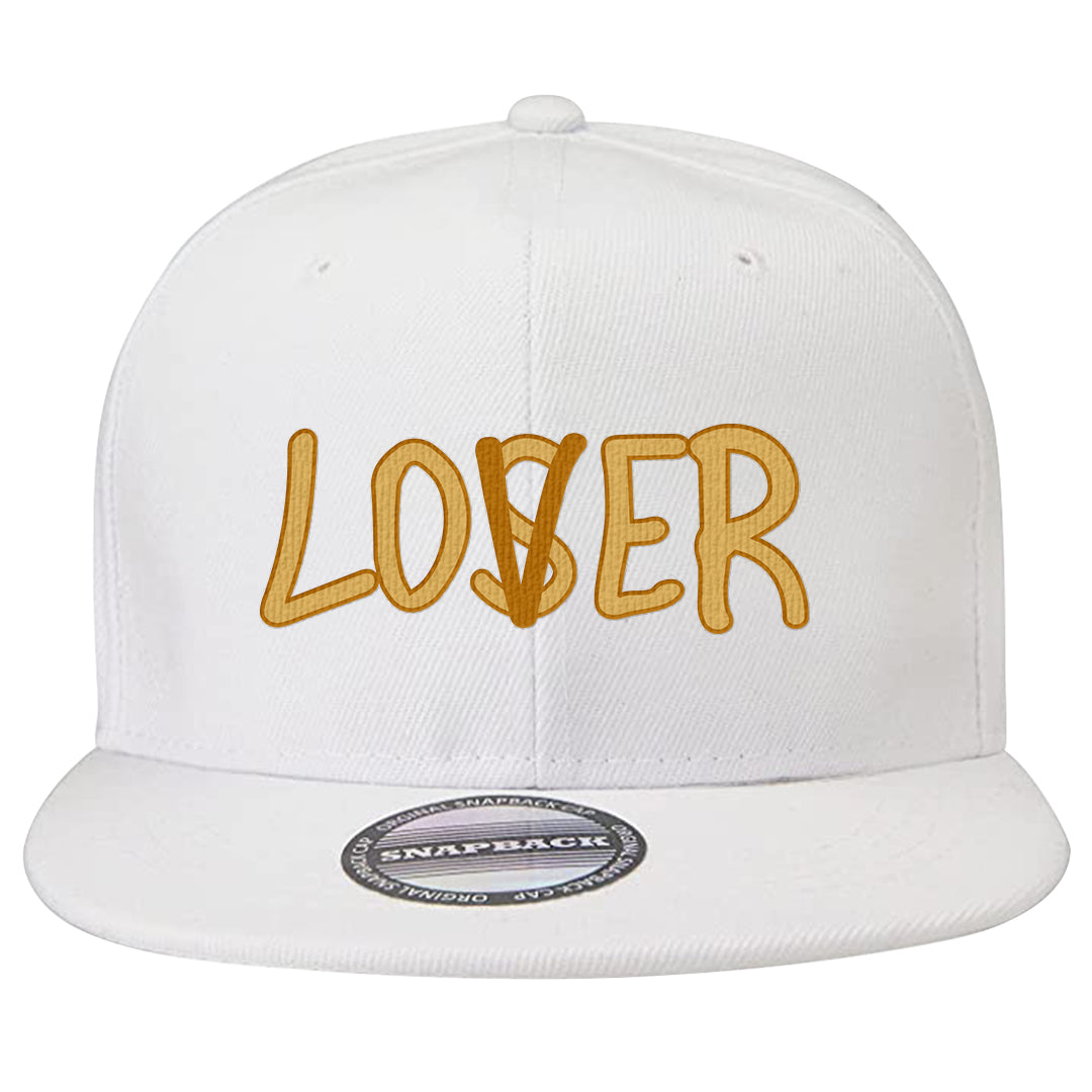 Gold Suede Low Dunks Snapback Hat | Lover, White