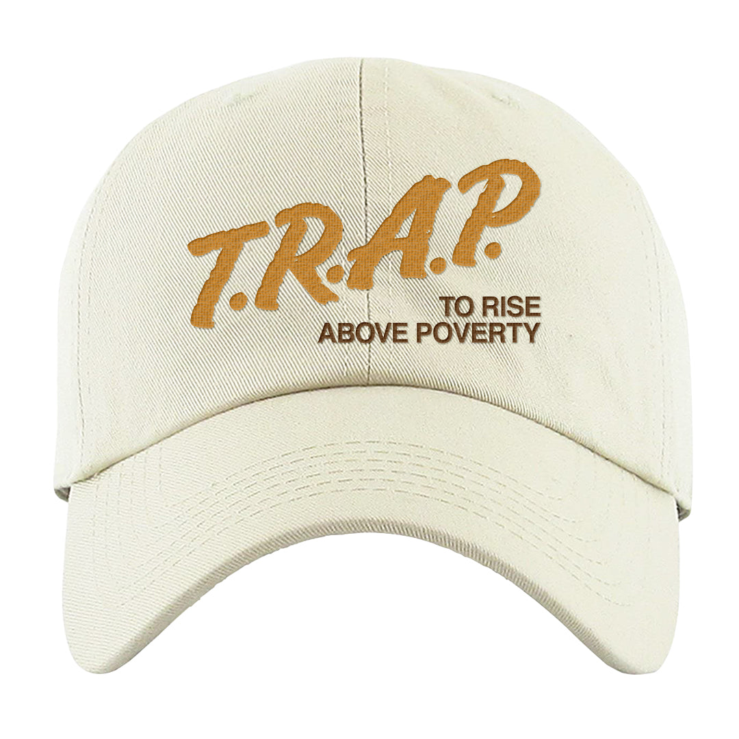 Gold Suede Low Dunks Dad Hat | Trap To Rise Above Poverty, White