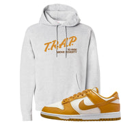 Gold Suede Low Dunks Hoodie | Trap To Rise Above Poverty, Ash