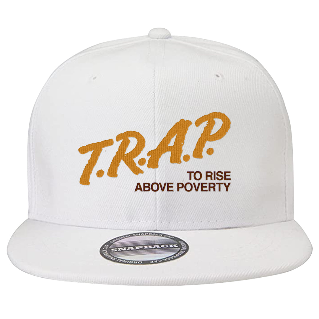 Gold Suede Low Dunks Snapback Hat | Trap To Rise Above Poverty, White