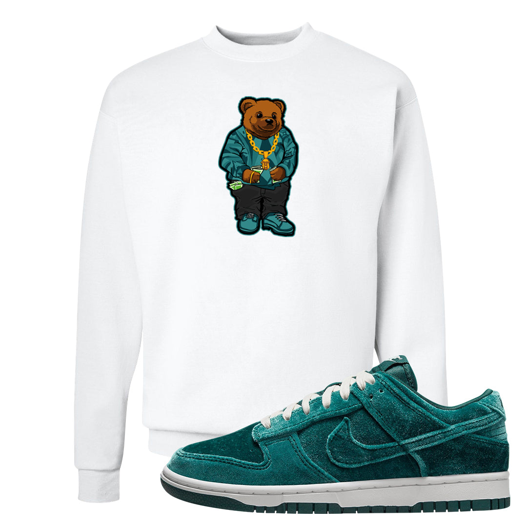 Green Velvet Low Dunks Crewneck Sweatshirt | Sweater Bear, White