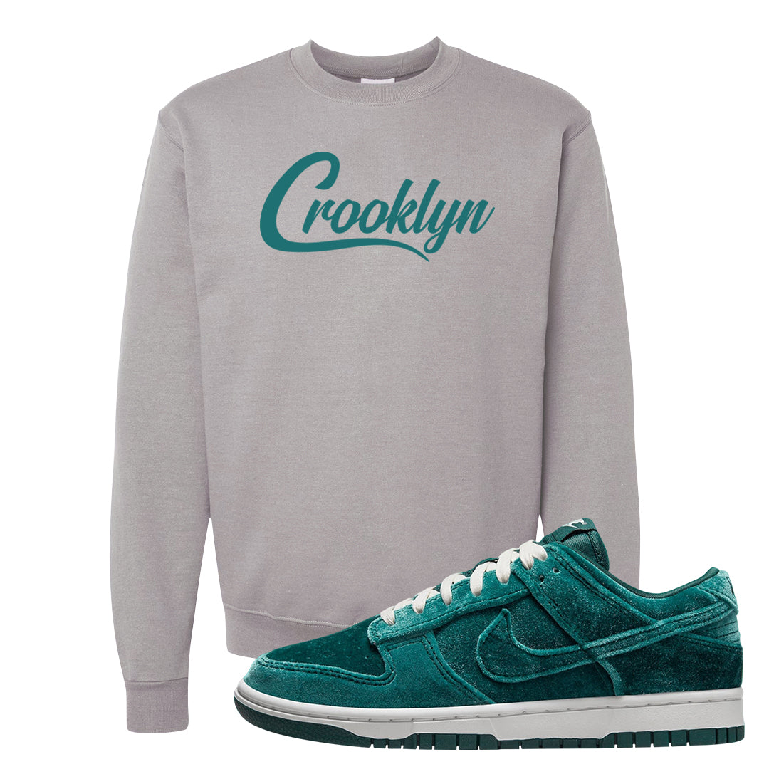 Green Velvet Low Dunks Crewneck Sweatshirt | Crooklyn, Gravel