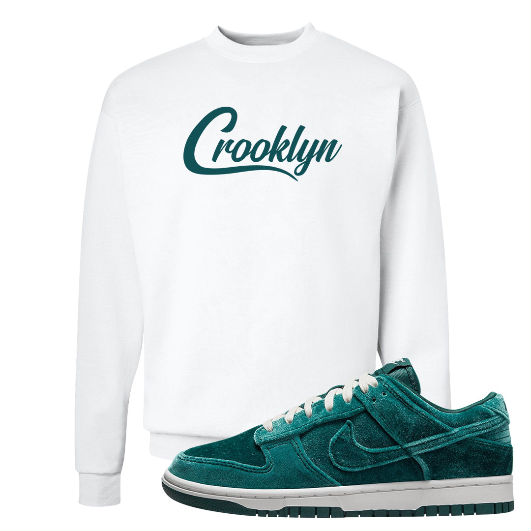 Green Velvet Low Dunks Crewneck Sweatshirt | Crooklyn, White