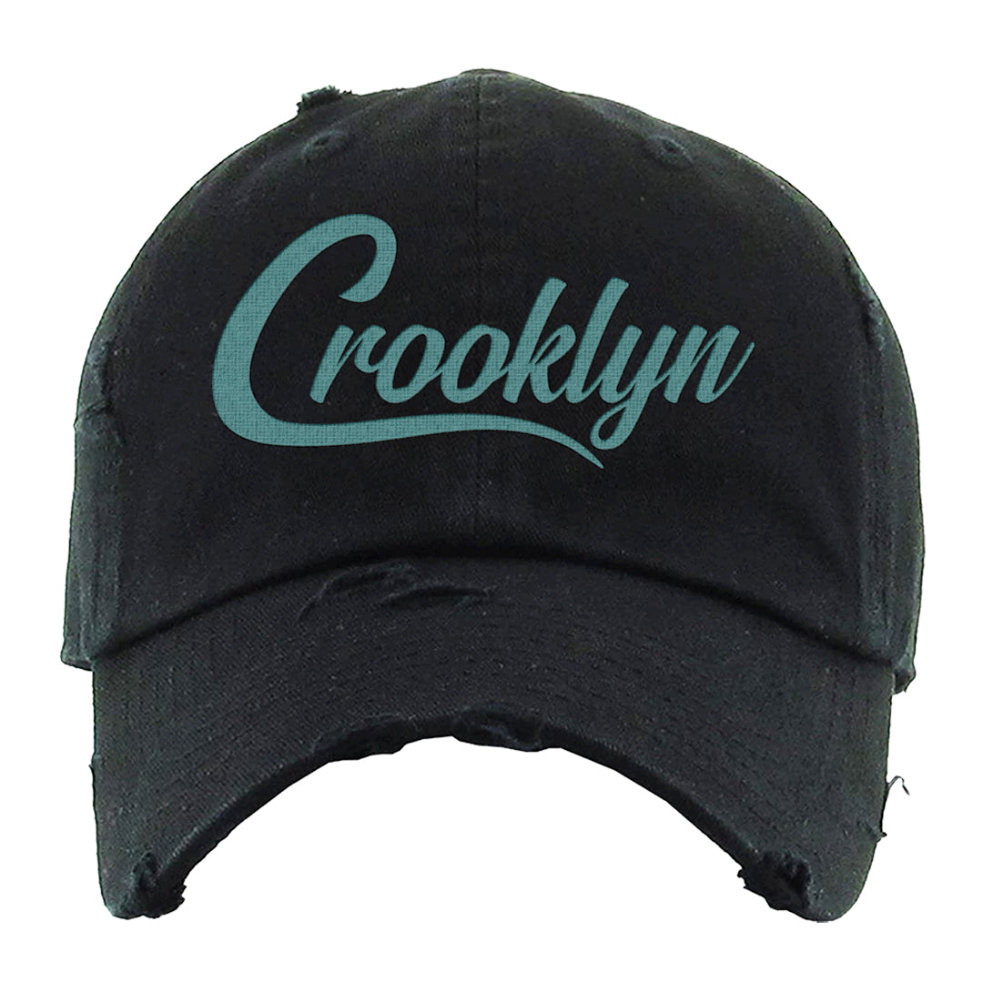 Green Velvet Low Dunks Distressed Dad Hat | Crooklyn, Black