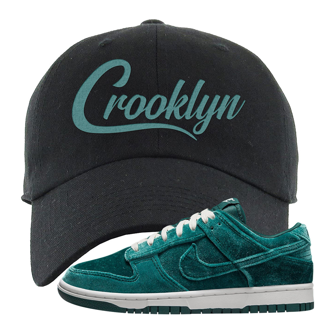 Green Velvet Low Dunks Dad Hat | Crooklyn, Black