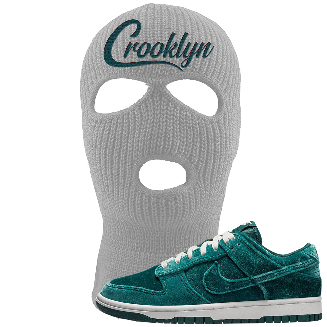 Green Velvet Low Dunks Ski Mask | Crooklyn, Light Gray