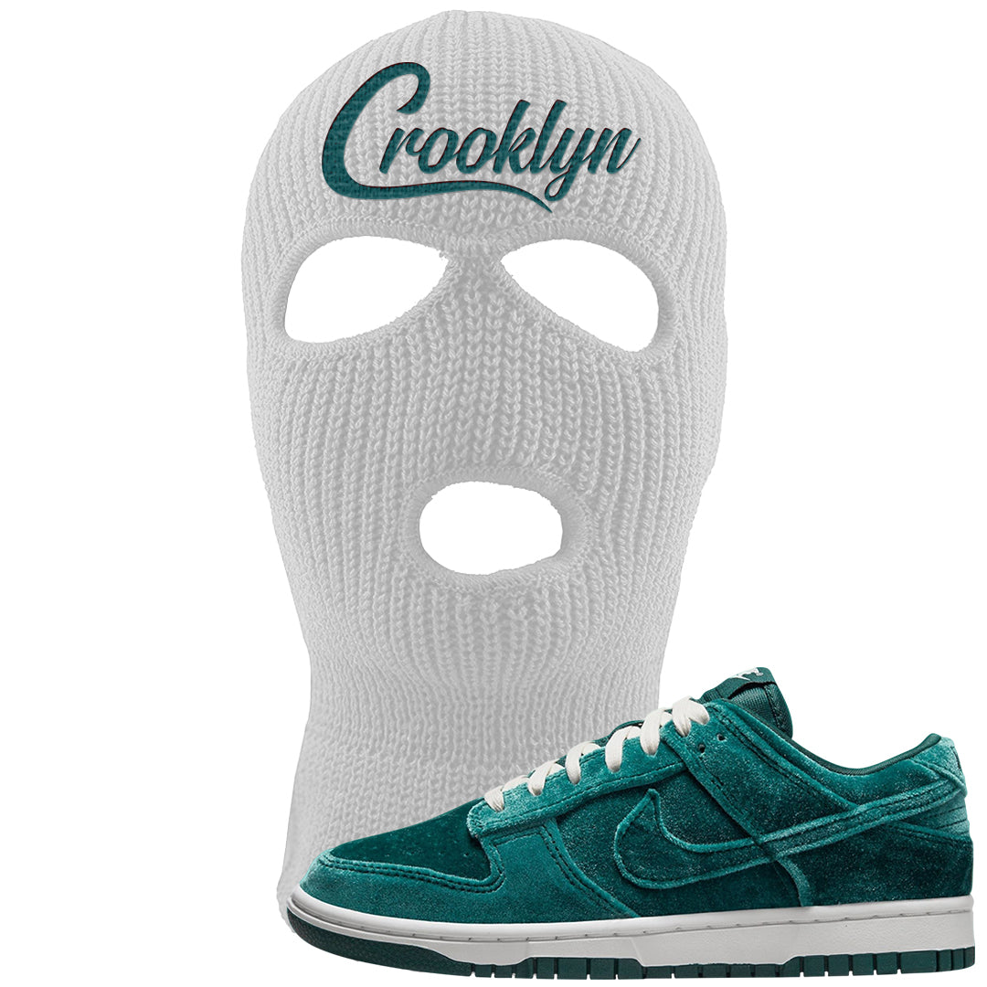 Green Velvet Low Dunks Ski Mask | Crooklyn, White