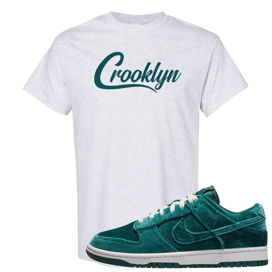 Green Velvet Low Dunks T Shirt | Crooklyn, Ash