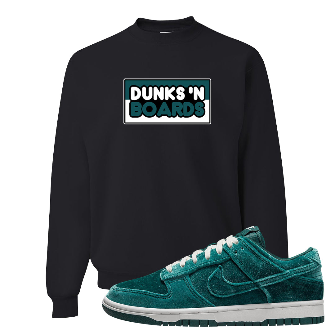 Green Velvet Low Dunks Crewneck Sweatshirt | Dunks N Boards, Black