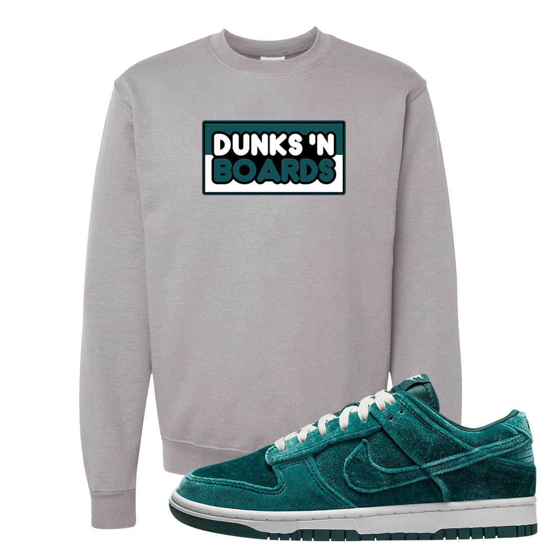 Green Velvet Low Dunks Crewneck Sweatshirt | Dunks N Boards, Gravel