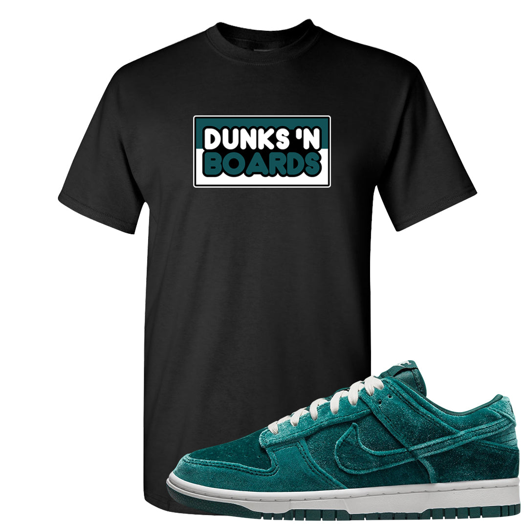 Green Velvet Low Dunks T Shirt | Dunks N Boards, Black