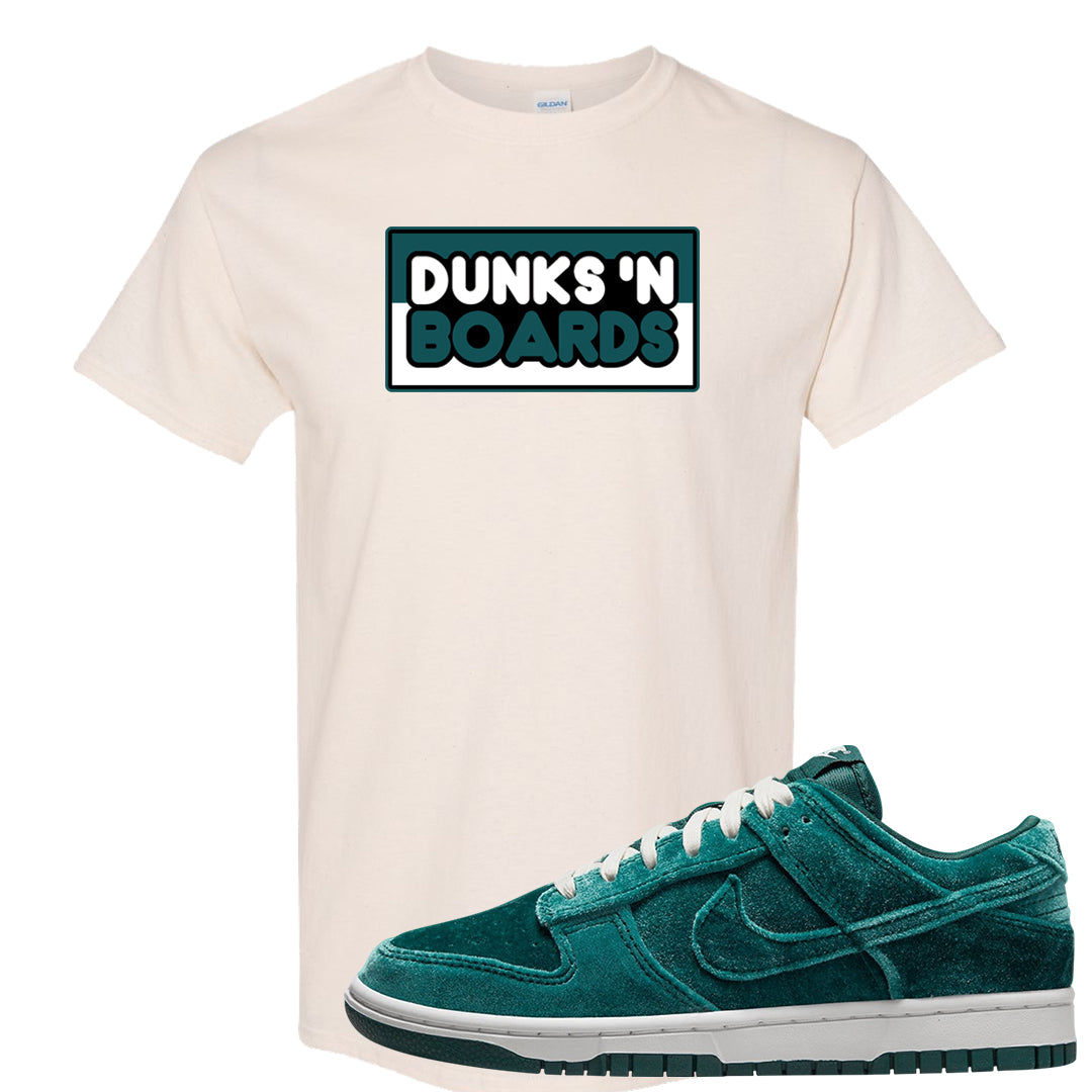 Green Velvet Low Dunks T Shirt | Dunks N Boards, Natural