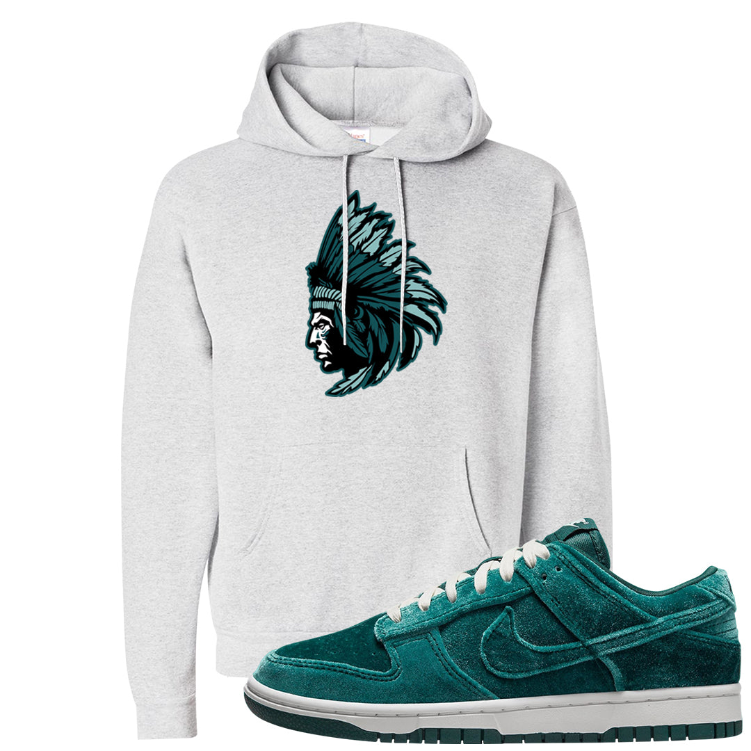 Green Velvet Low Dunks Hoodie | Indian Chief, Ash