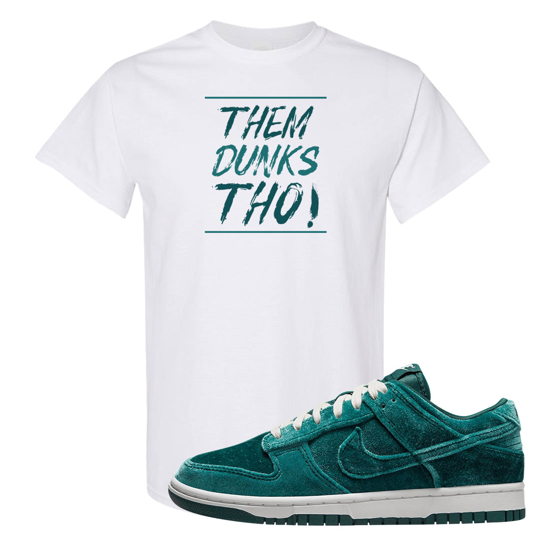 Green Velvet Low Dunks T Shirt | Them Dunks Tho, White