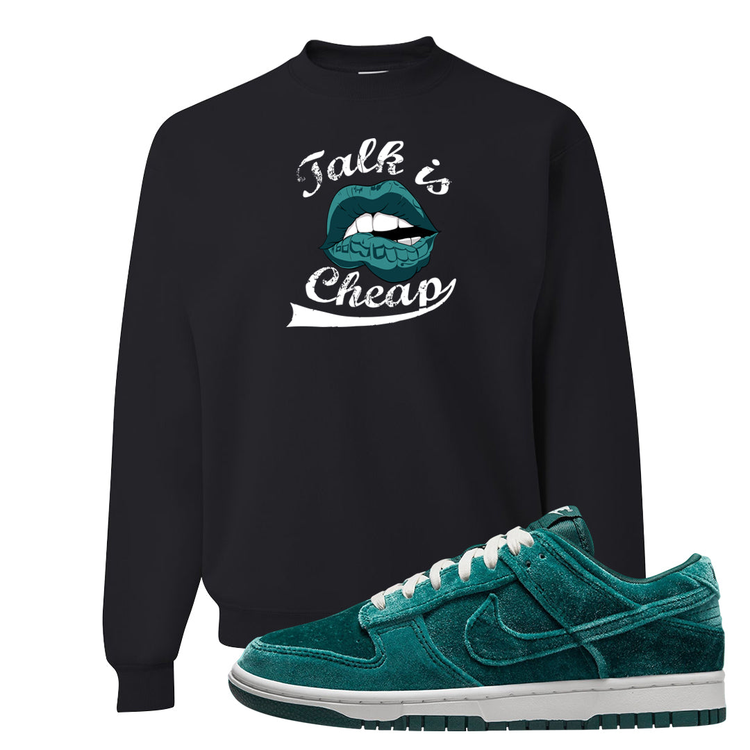 Green Velvet Low Dunks Crewneck Sweatshirt | Talk Lips, Black