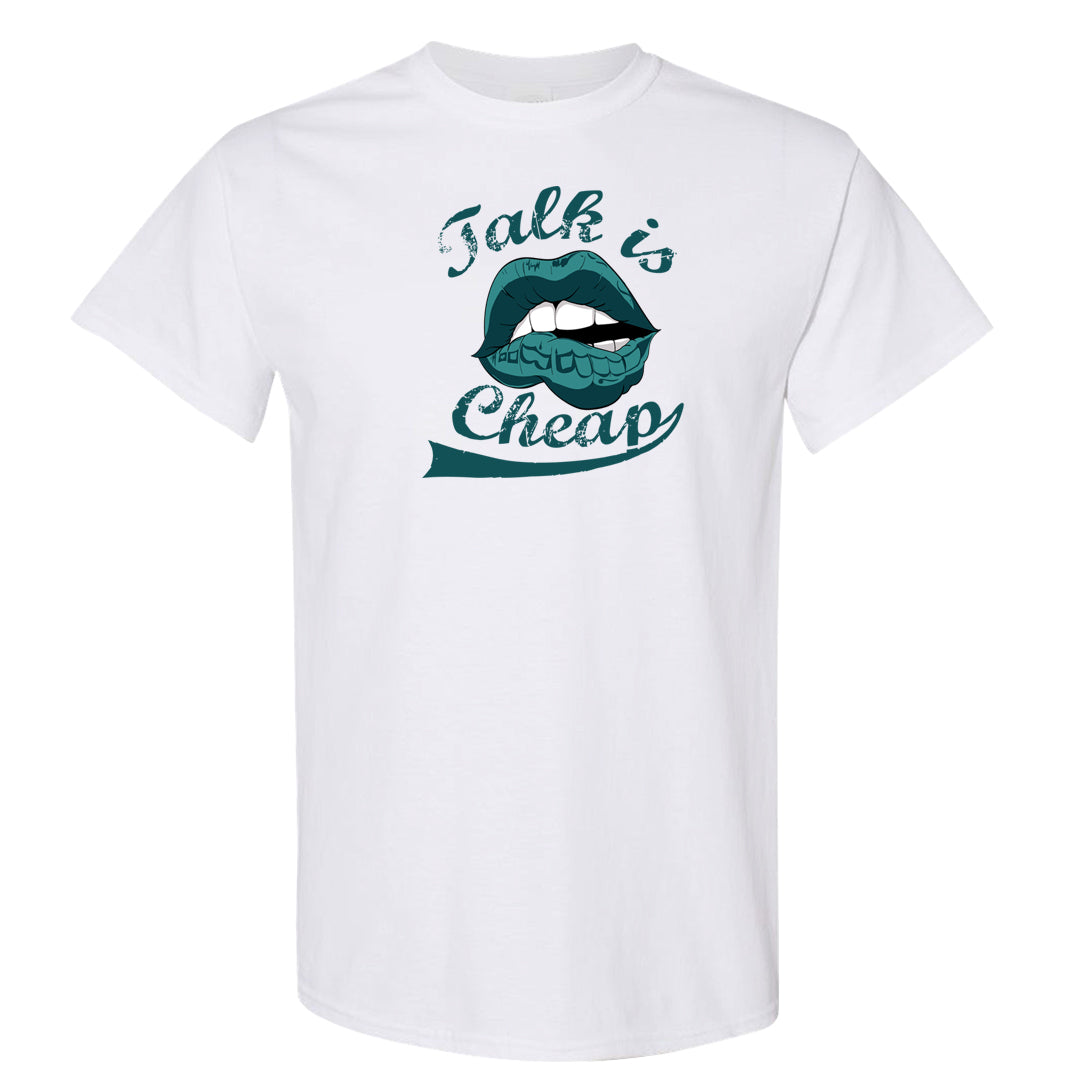 Green Velvet Low Dunks T Shirt | Talk Lips, White