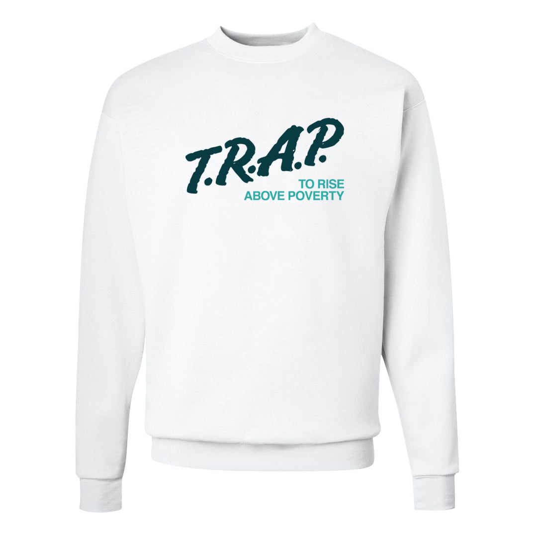 Green Velvet Low Dunks Crewneck Sweatshirt | Trap To Rise Above Poverty, White