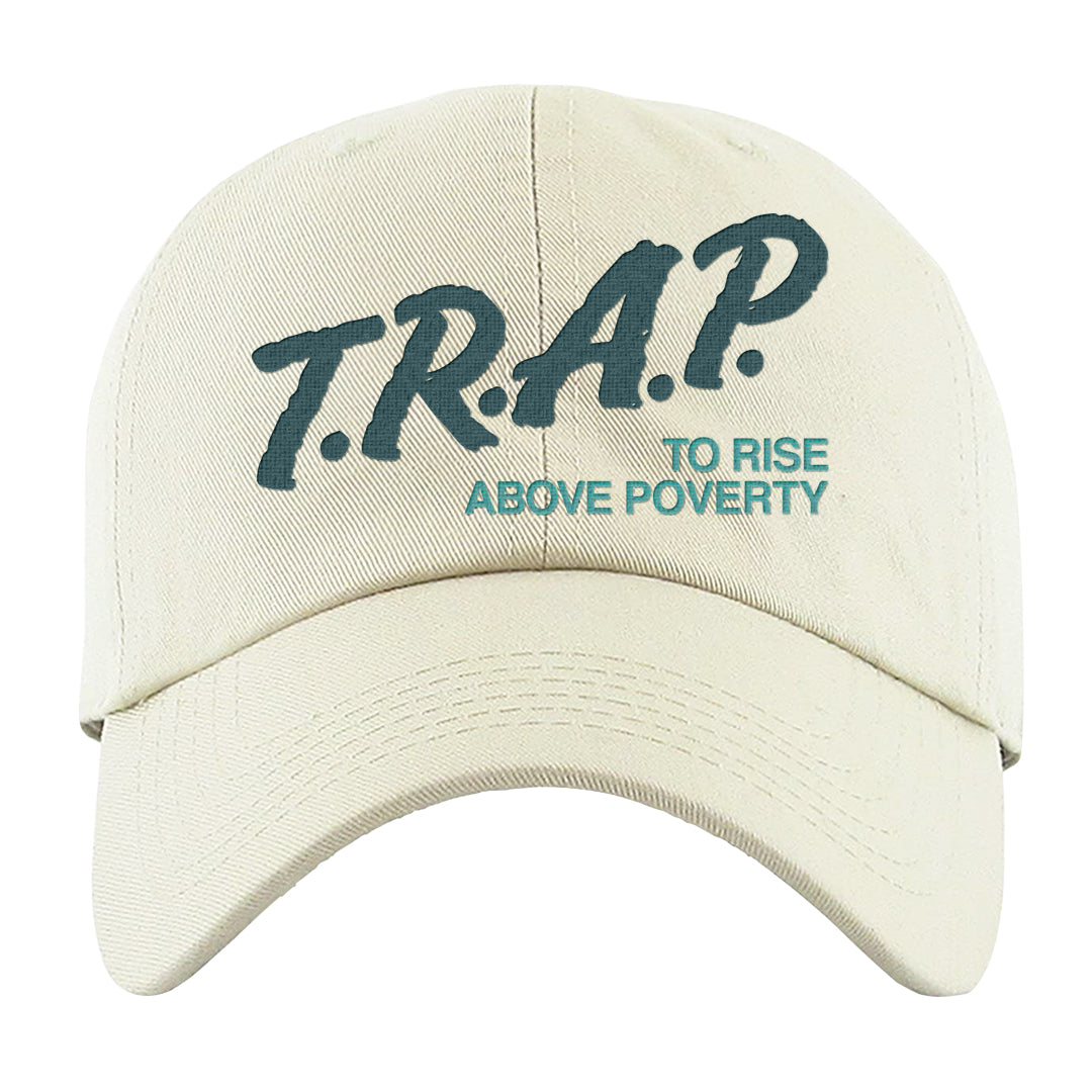 Green Velvet Low Dunks Dad Hat | Trap To Rise Above Poverty, White