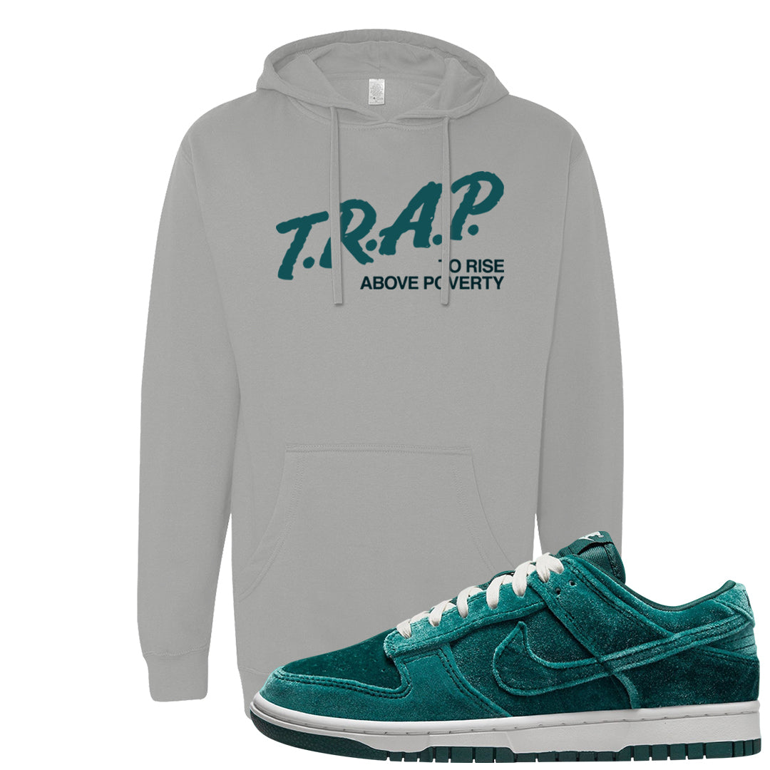 Green Velvet Low Dunks Pullover Hoodie | Trap To Rise Above Poverty, Gravel