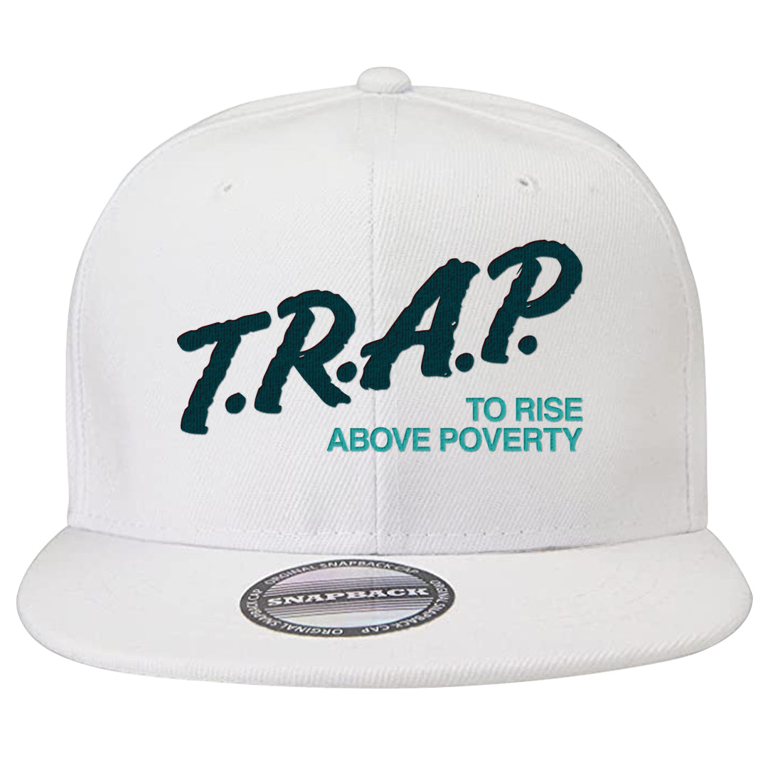 Green Velvet Low Dunks Snapback Hat | Trap To Rise Above Poverty, White