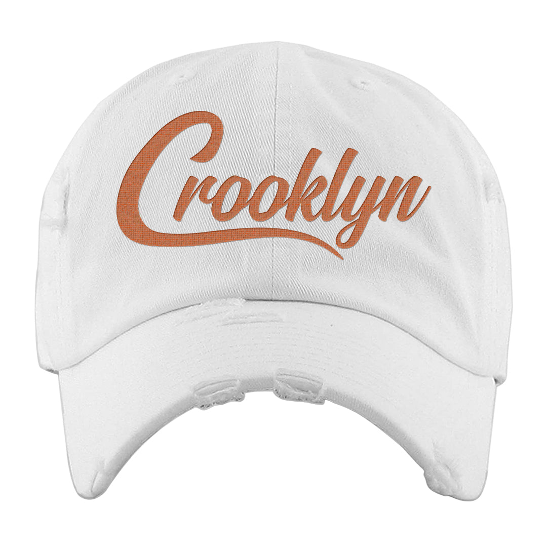 Orange White Low Dunks Distressed Dad Hat | Crooklyn, White