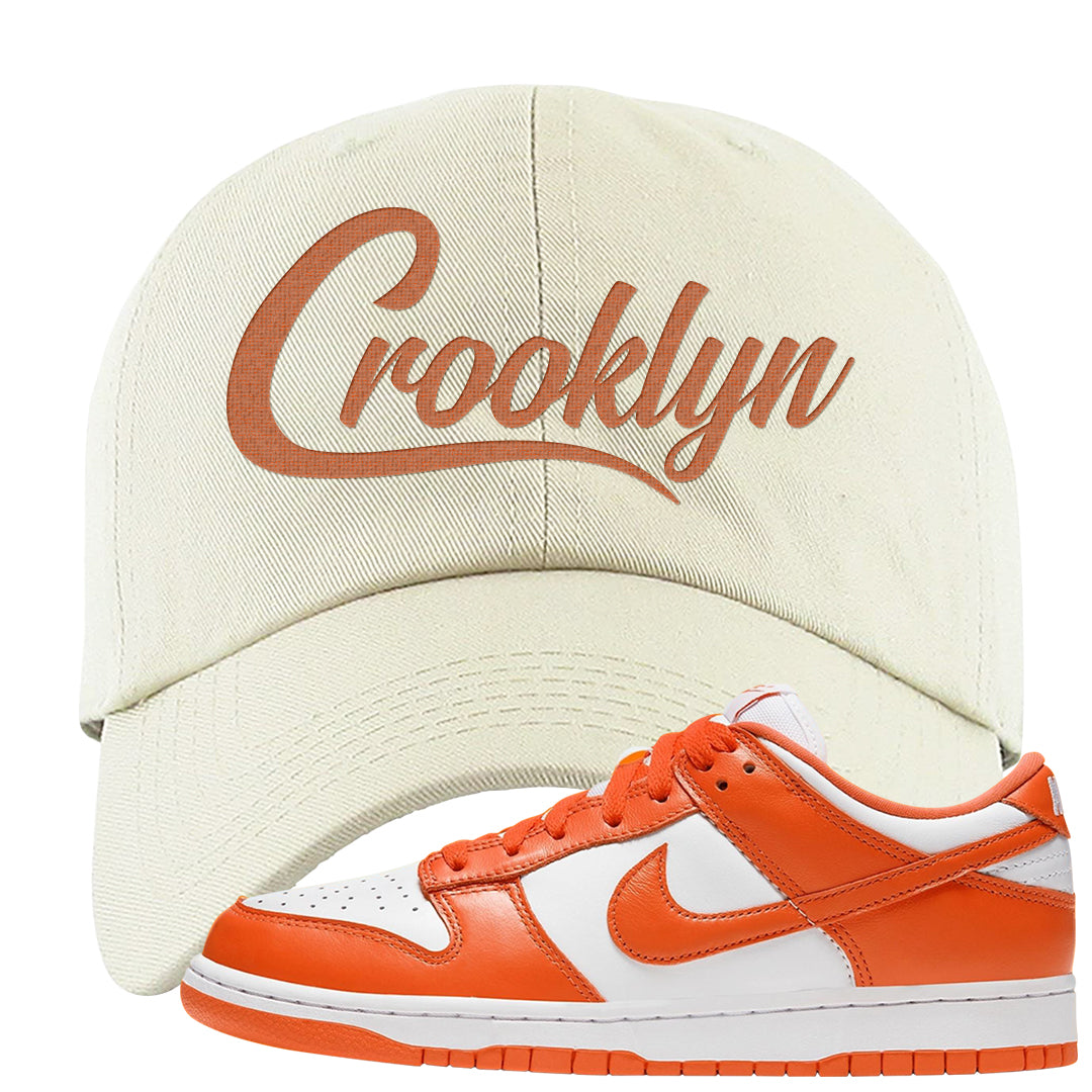 Orange White Low Dunks Dad Hat | Crooklyn, White
