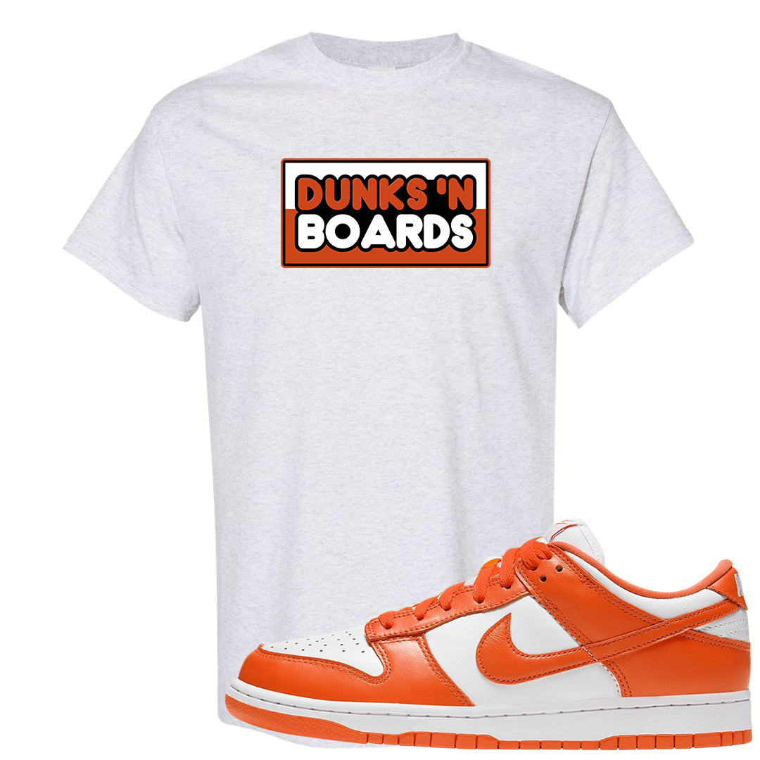Orange White Low Dunks T Shirt | Dunks N Boards, Ash