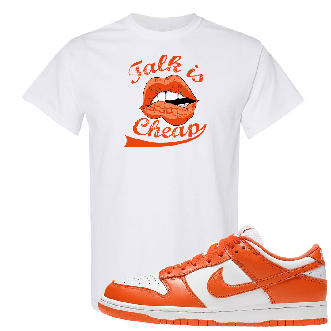 Orange White Low Dunks T Shirt | Talk Lips, White