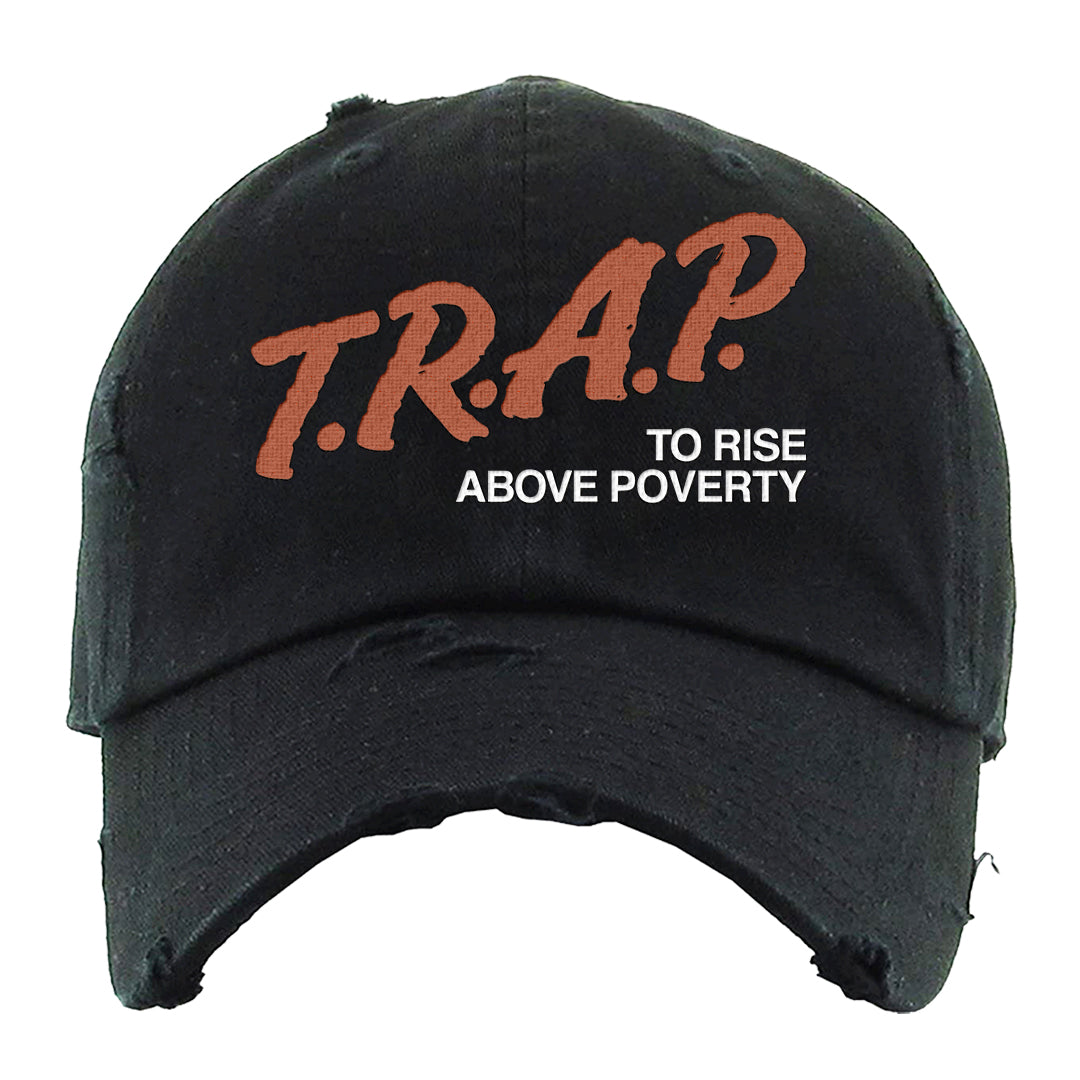 Orange White Low Dunks Distressed Dad Hat | Trap To Rise Above Poverty, Black