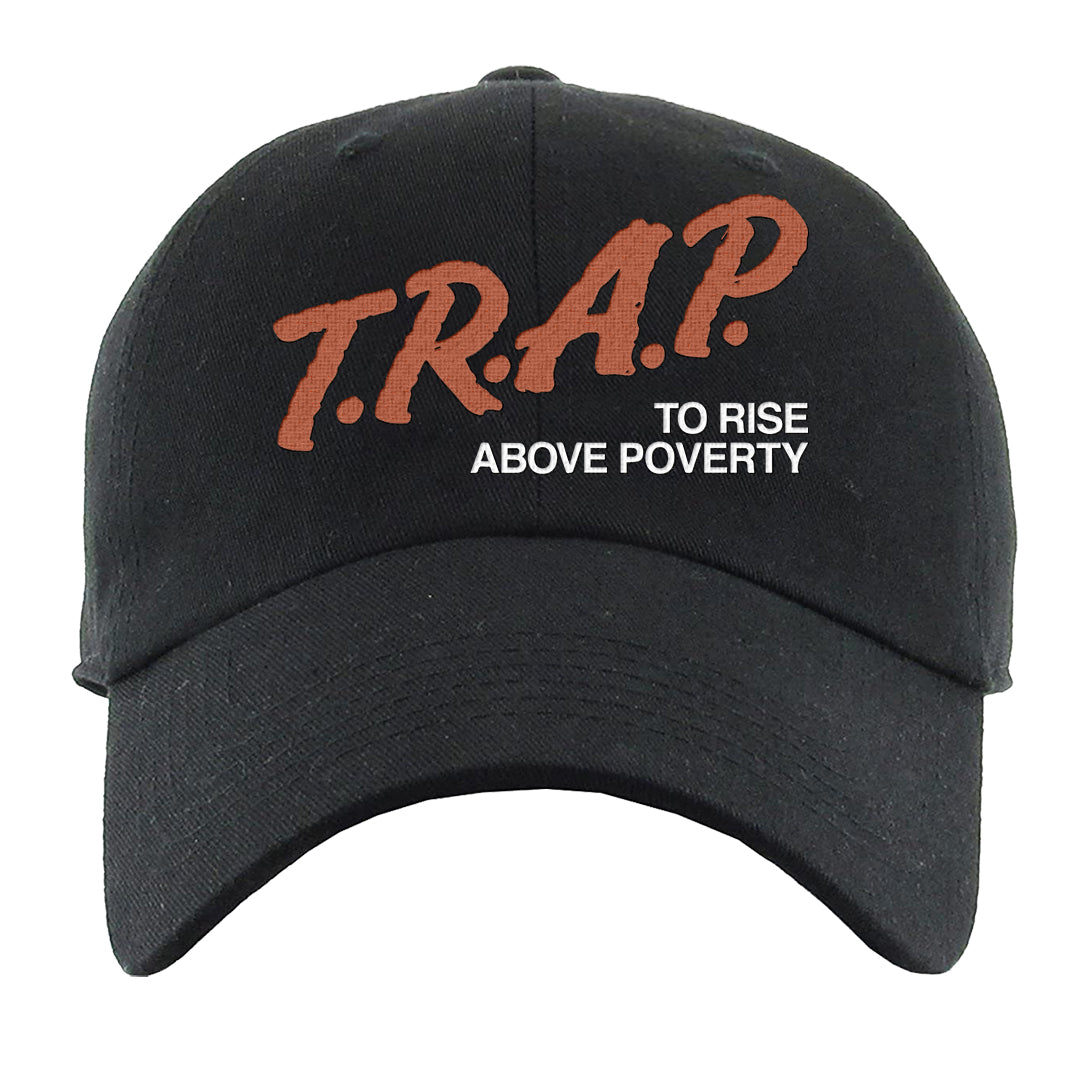Orange White Low Dunks Dad Hat | Trap To Rise Above Poverty, Black