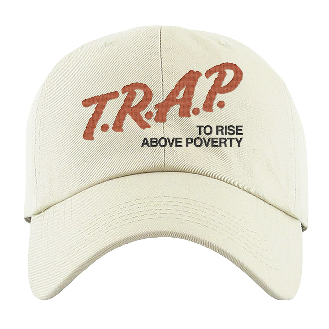 Orange White Low Dunks Dad Hat | Trap To Rise Above Poverty, White