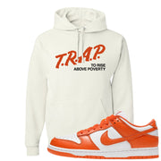Orange White Low Dunks Hoodie | Trap To Rise Above Poverty, White