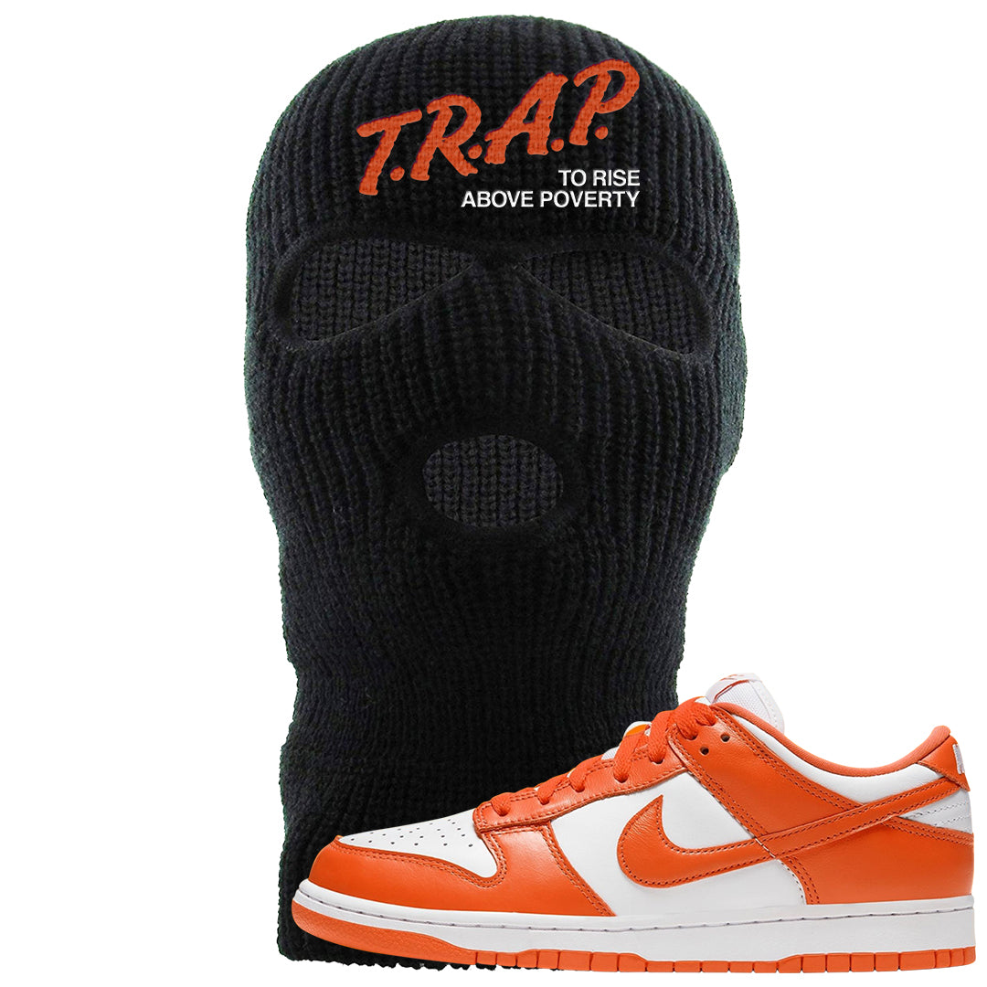 Orange White Low Dunks Ski Mask | Trap To Rise Above Poverty, Black
