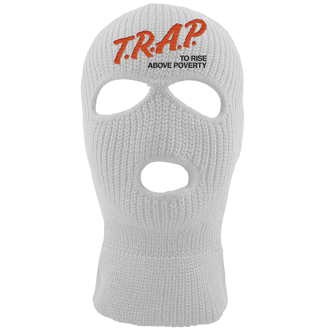Orange White Low Dunks Ski Mask | Trap To Rise Above Poverty, White