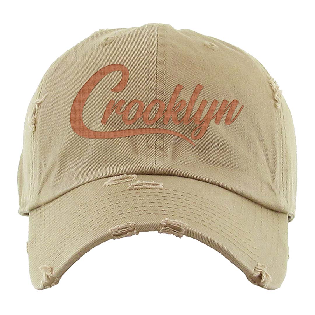 Peach Cream White Low Dunks Distressed Dad Hat | Crooklyn, Khaki